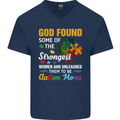 Religious Autism Mom Autistic Mum God ASD Mens V-Neck Cotton T-Shirt Navy Blue