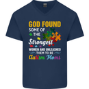 Religious Autism Mom Autistic Mum God ASD Mens V-Neck Cotton T-Shirt Navy Blue