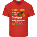 Religious Autism Mom Autistic Mum God ASD Mens V-Neck Cotton T-Shirt Red
