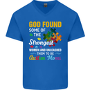 Religious Autism Mom Autistic Mum God ASD Mens V-Neck Cotton T-Shirt Royal Blue
