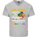 Religious Autism Mom Autistic Mum God ASD Mens V-Neck Cotton T-Shirt Sports Grey