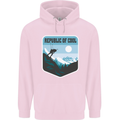 Republic of Cool Skiing Skier Ski Childrens Kids Hoodie Light Pink