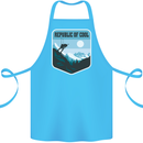 Republic of Cool Skiing Skier Ski Cotton Apron 100% Organic Turquoise