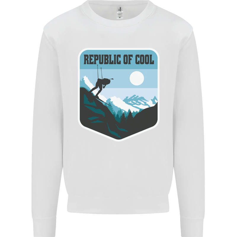 Republic of Cool Skiing Skier Ski Kids Sweatshirt Jumper White