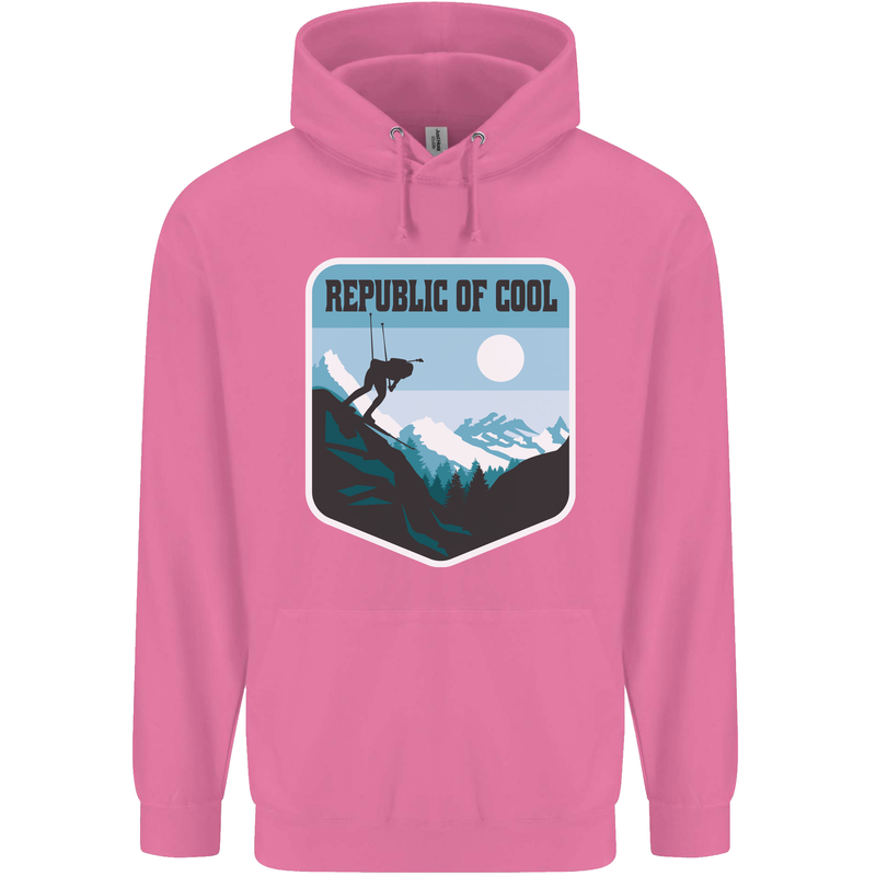 Republic of Cool Skiing Skier Ski Mens 80% Cotton Hoodie Azelea