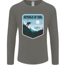 Republic of Cool Skiing Skier Ski Mens Long Sleeve T-Shirt Charcoal