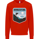 Republic of Cool Skiing Skier Ski Mens Sweatshirt Jumper Bright Red