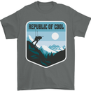 Republic of Cool Skiing Skier Ski Mens T-Shirt 100% Cotton Charcoal