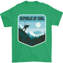 Republic of Cool Skiing Skier Ski Mens T-Shirt 100% Cotton Irish Green