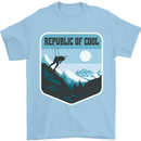 Republic of Cool Skiing Skier Ski Mens T-Shirt 100% Cotton Light Blue