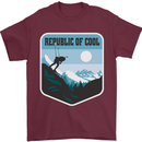 Republic of Cool Skiing Skier Ski Mens T-Shirt 100% Cotton Maroon