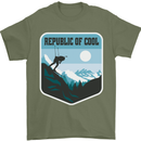 Republic of Cool Skiing Skier Ski Mens T-Shirt 100% Cotton Military Green