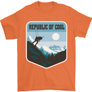 Republic of Cool Skiing Skier Ski Mens T-Shirt 100% Cotton Orange