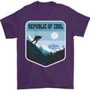 Republic of Cool Skiing Skier Ski Mens T-Shirt 100% Cotton Purple