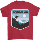 Republic of Cool Skiing Skier Ski Mens T-Shirt 100% Cotton Red