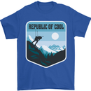 Republic of Cool Skiing Skier Ski Mens T-Shirt 100% Cotton Royal Blue