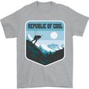 Republic of Cool Skiing Skier Ski Mens T-Shirt 100% Cotton Sports Grey
