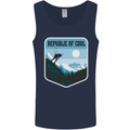 Republic of Cool Skiing Skier Ski Mens Vest Tank Top Navy Blue
