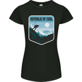Republic of Cool Skiing Skier Ski Womens Petite Cut T-Shirt Black