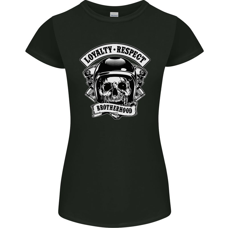 Respect Brotherhood Motorcycle Biker Bike Womens Petite Cut T-Shirt Black