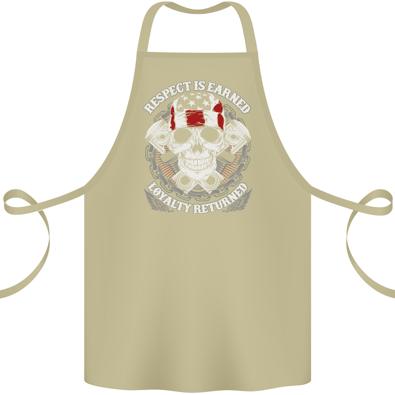 Respect Earned Motorbike Motorcycle Biker Cotton Apron 100% Organic Khaki