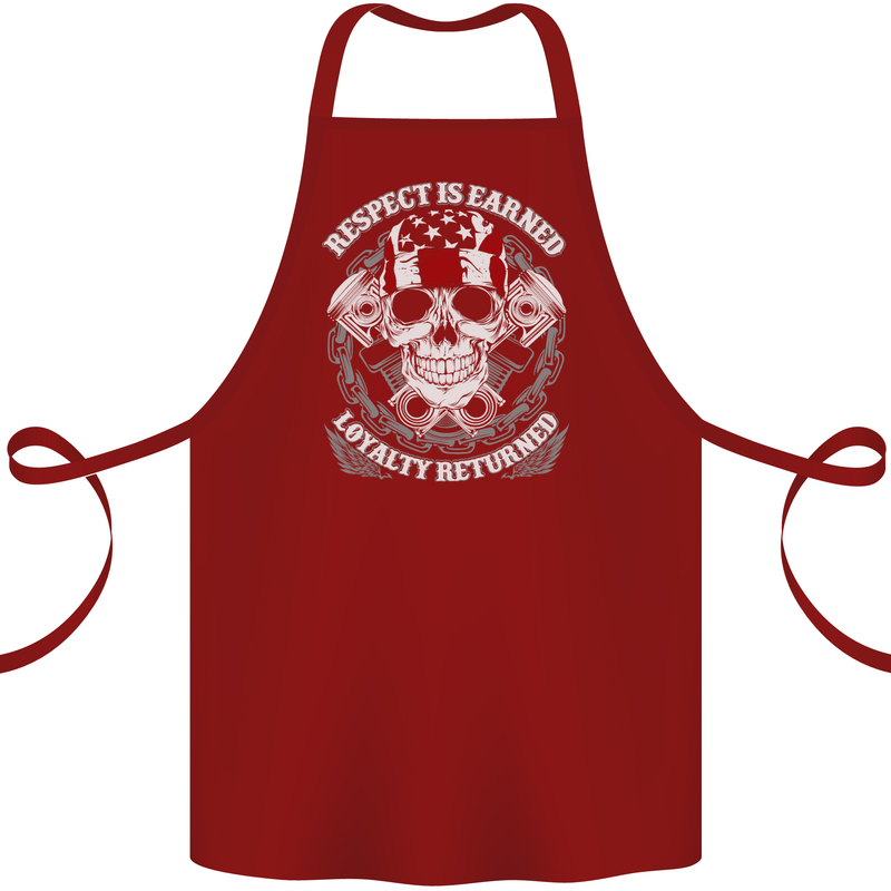 Respect Earned Motorbike Motorcycle Biker Cotton Apron 100% Organic Maroon