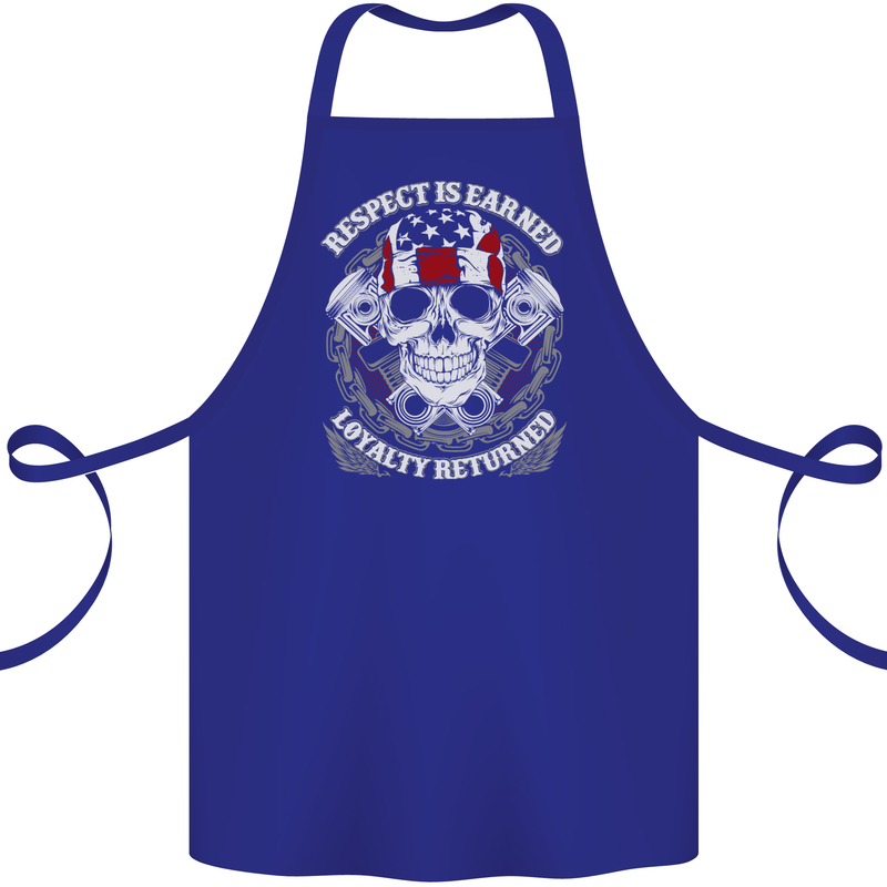 Respect Earned Motorbike Motorcycle Biker Cotton Apron 100% Organic Royal Blue