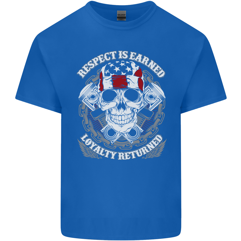 Respect Earned Motorbike Motorcycle Biker Mens Cotton T-Shirt Tee Top Royal Blue