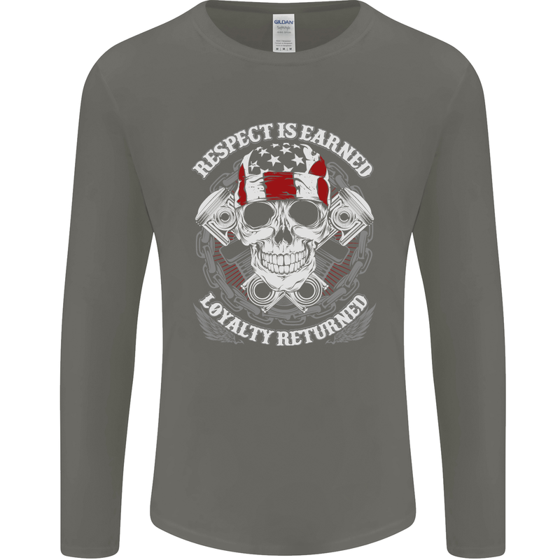 Respect Earned Motorbike Motorcycle Biker Mens Long Sleeve T-Shirt Charcoal
