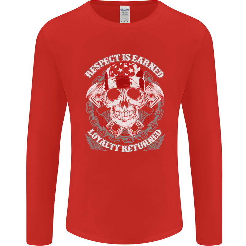 Respect Earned Motorbike Motorcycle Biker Mens Long Sleeve T-Shirt Red