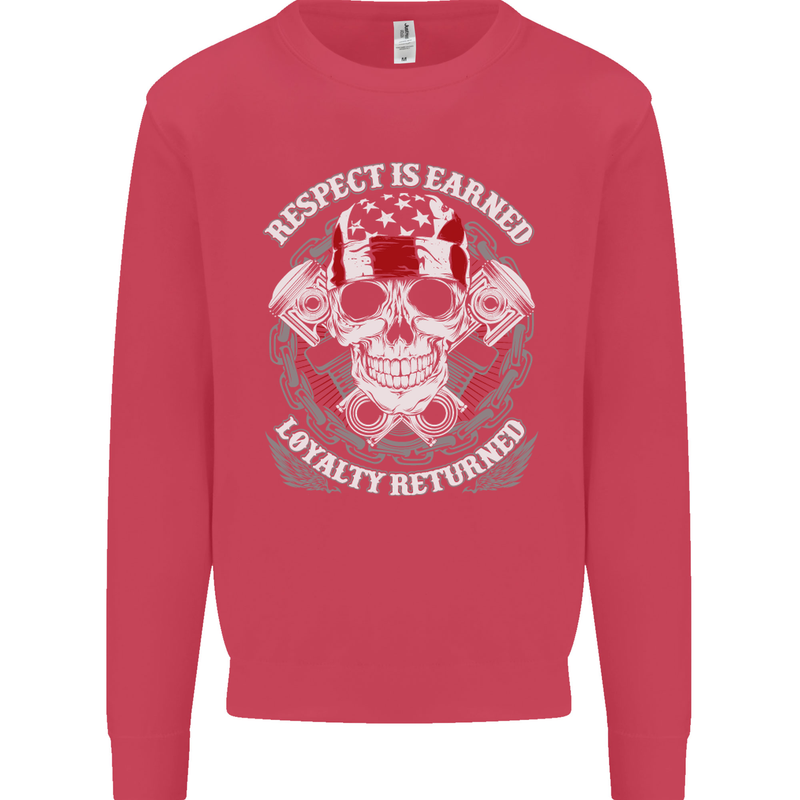 Respect Earned Motorbike Motorcycle Biker Mens Sweatshirt Jumper Heliconia