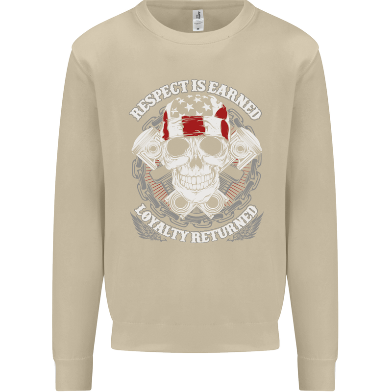 Respect Earned Motorbike Motorcycle Biker Mens Sweatshirt Jumper Sand