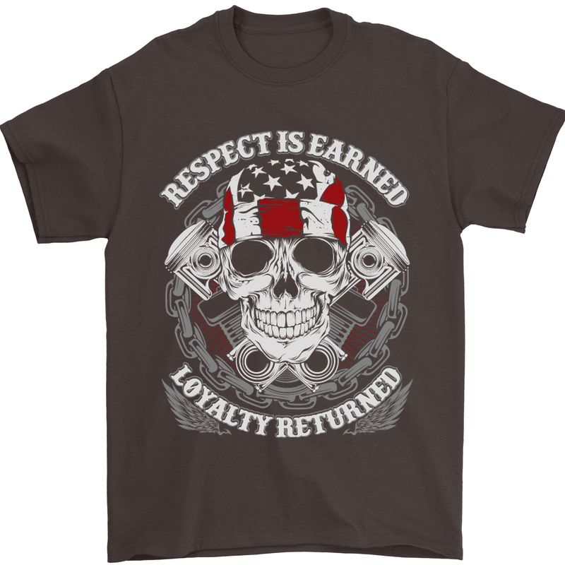 Respect Earned Motorbike Motorcycle Biker Mens T-Shirt Cotton Gildan Dark Chocolate