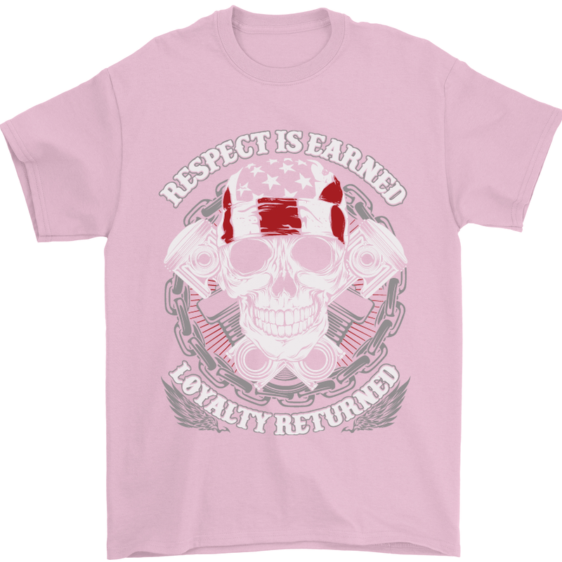 Respect Earned Motorbike Motorcycle Biker Mens T-Shirt Cotton Gildan Light Pink