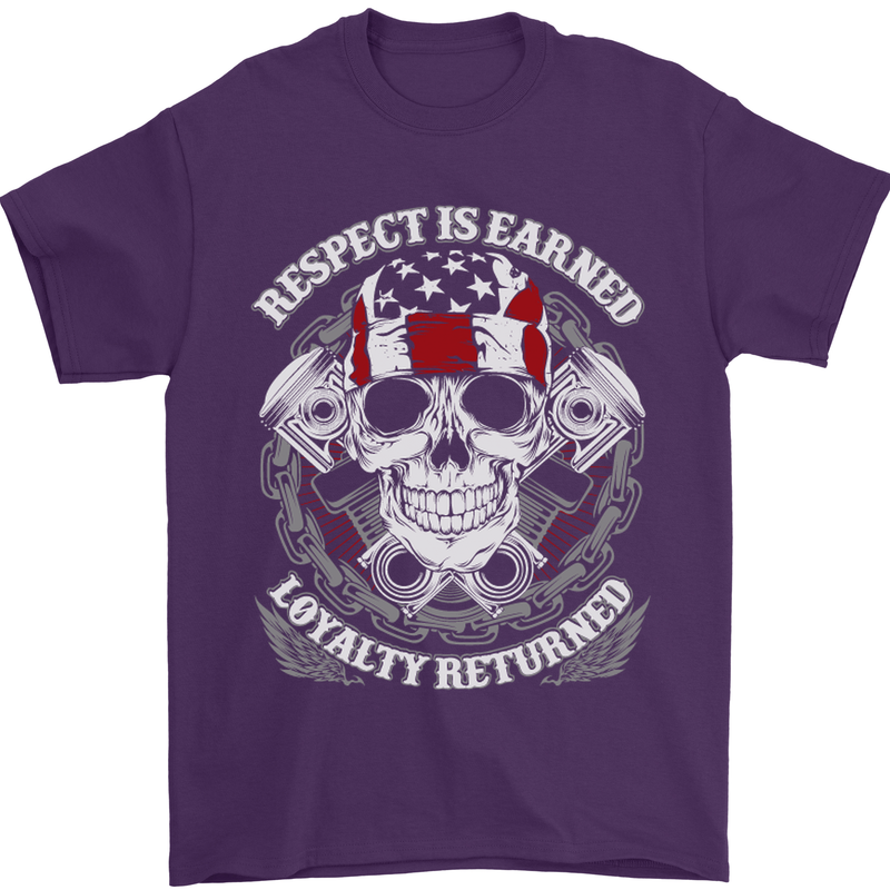 Respect Earned Motorbike Motorcycle Biker Mens T-Shirt Cotton Gildan Purple