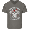 Respect Earned Motorbike Motorcycle Biker Mens V-Neck Cotton T-Shirt Charcoal
