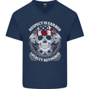 Respect Earned Motorbike Motorcycle Biker Mens V-Neck Cotton T-Shirt Navy Blue