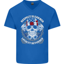 Respect Earned Motorbike Motorcycle Biker Mens V-Neck Cotton T-Shirt Royal Blue