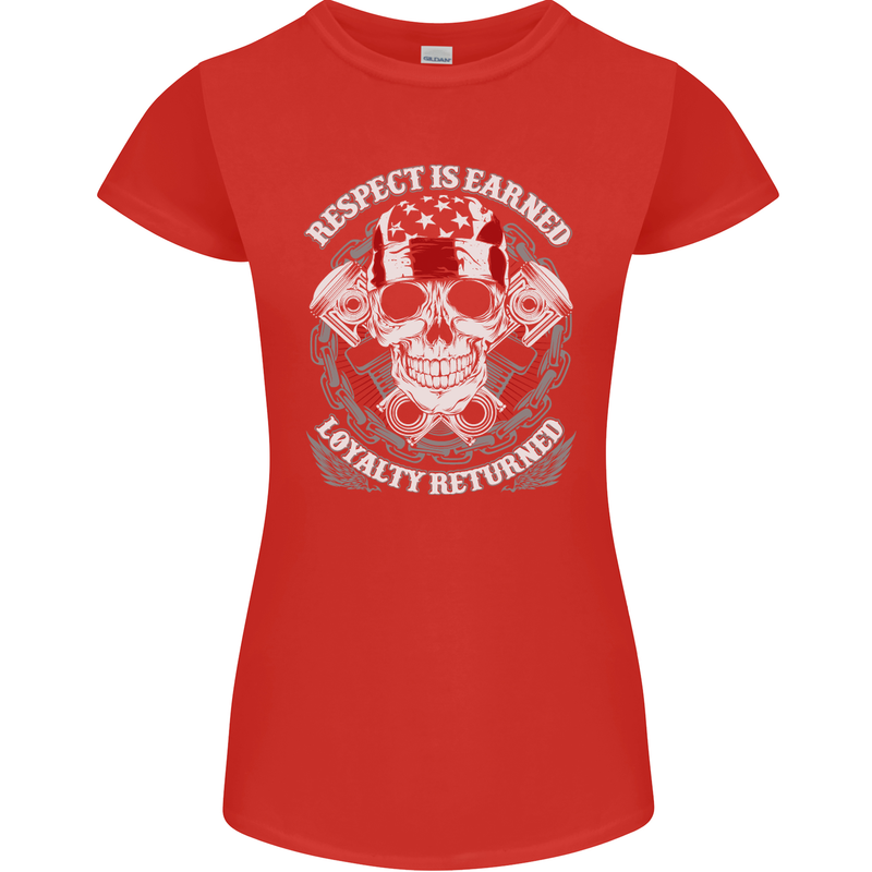 Respect Earned Motorbike Motorcycle Biker Womens Petite Cut T-Shirt Red