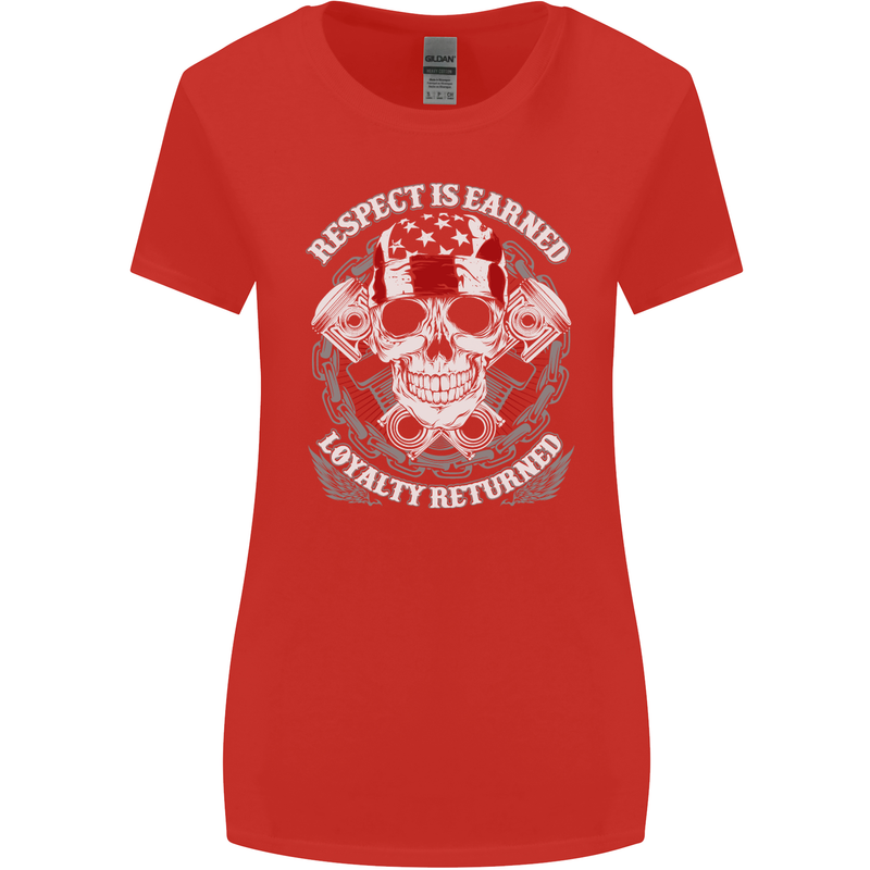 Respect Earned Motorbike Motorcycle Biker Womens Wider Cut T-Shirt Red