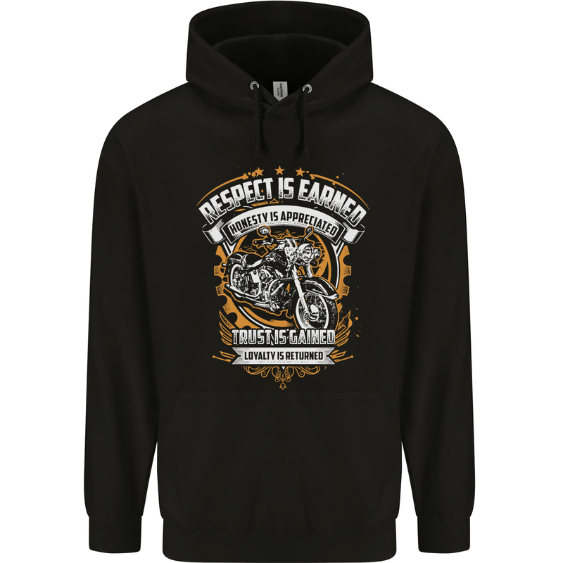 Respect Earned Motorcycle Motorbike Biker Childrens Kids Hoodie Black