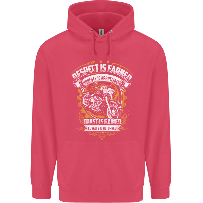 Respect Earned Motorcycle Motorbike Biker Childrens Kids Hoodie Heliconia
