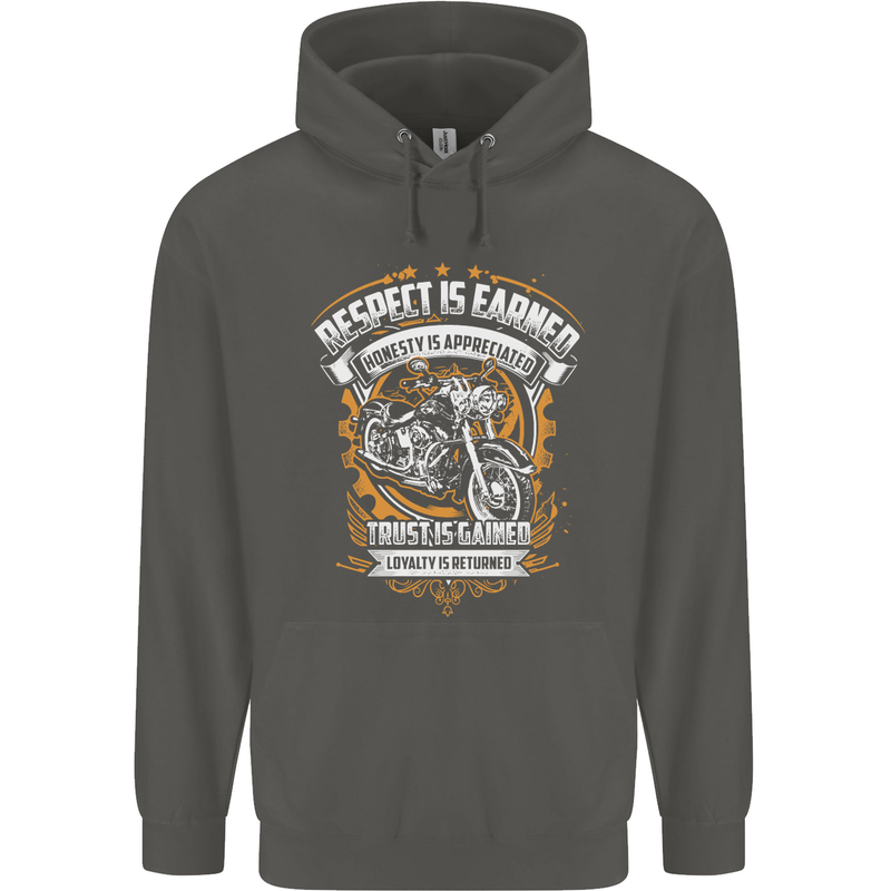 Respect Earned Motorcycle Motorbike Biker Childrens Kids Hoodie Storm Grey