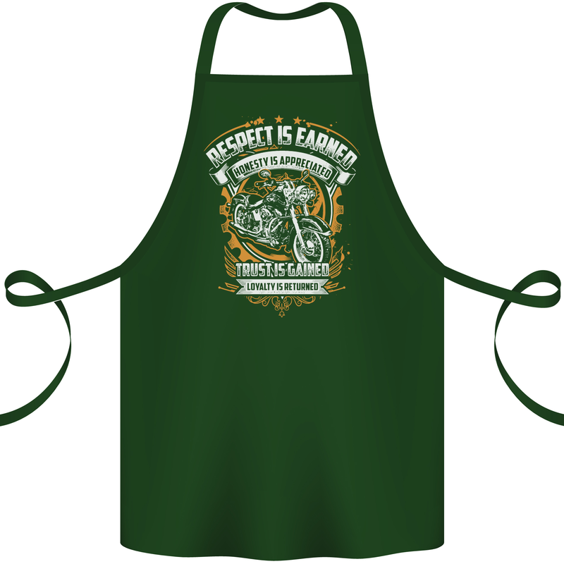 Respect Earned Motorcycle Motorbike Biker Cotton Apron 100% Organic Forest Green