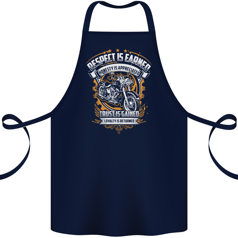 Respect Earned Motorcycle Motorbike Biker Cotton Apron 100% Organic Navy Blue