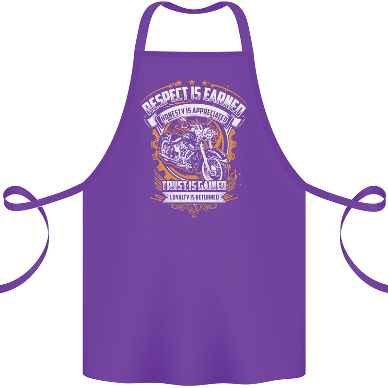 Respect Earned Motorcycle Motorbike Biker Cotton Apron 100% Organic Purple