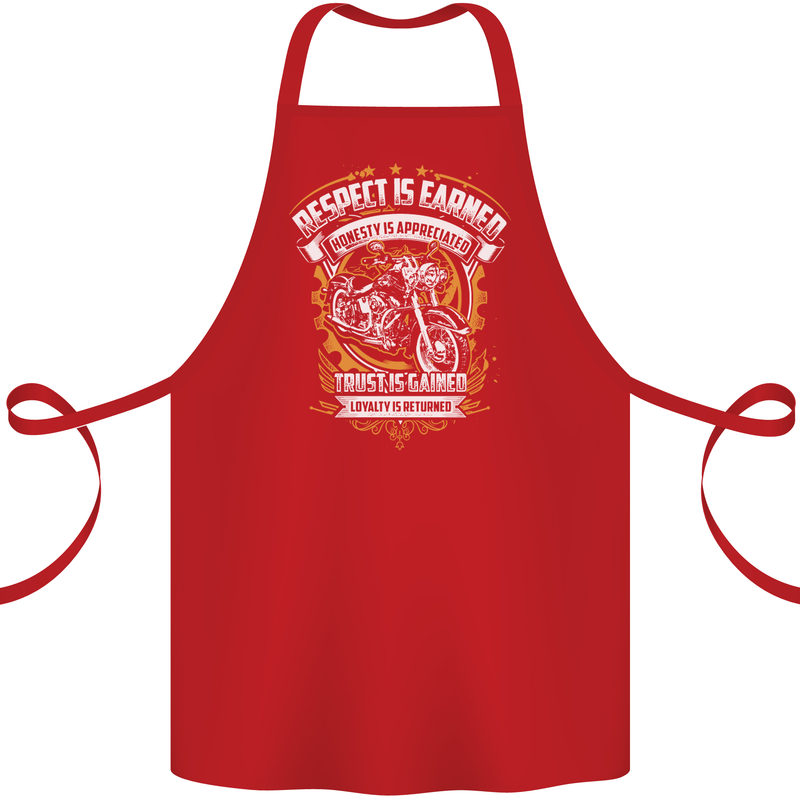 Respect Earned Motorcycle Motorbike Biker Cotton Apron 100% Organic Red