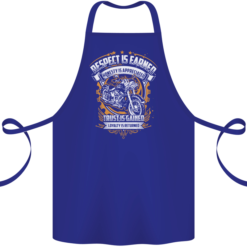 Respect Earned Motorcycle Motorbike Biker Cotton Apron 100% Organic Royal Blue