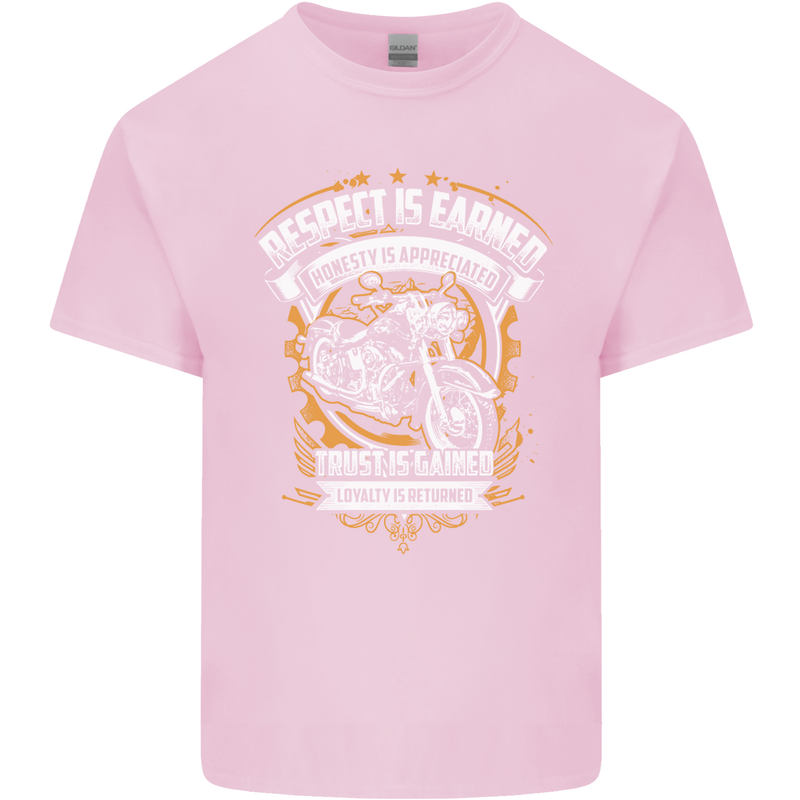 Respect Earned Motorcycle Motorbike Biker Kids T-Shirt Childrens Light Pink