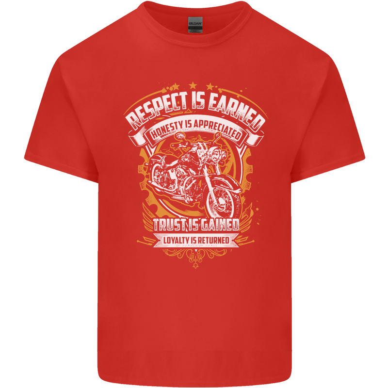 Respect Earned Motorcycle Motorbike Biker Kids T-Shirt Childrens Red